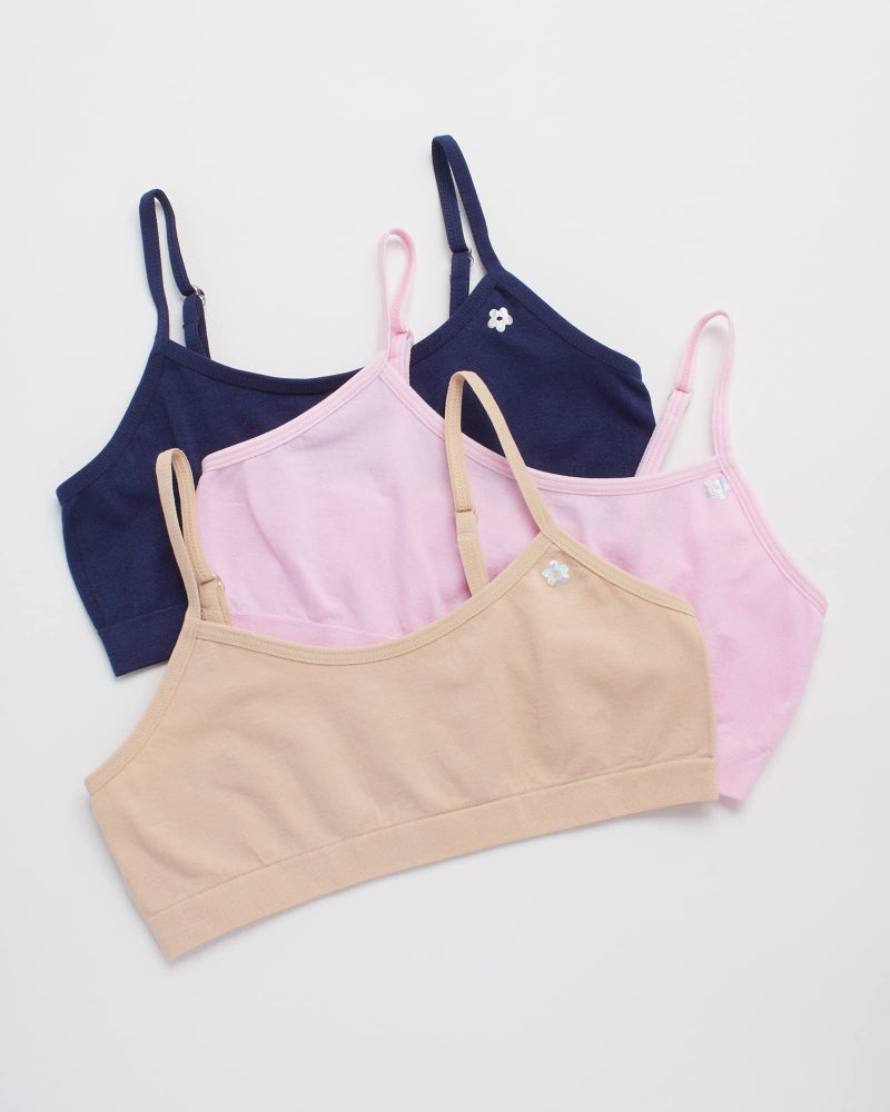 Limited Too Girls Training Bra - 6 Pack Sports Bra for Girls with Adjustable Straps, Size 10-12, Almond/Pink Pearl - Image 3